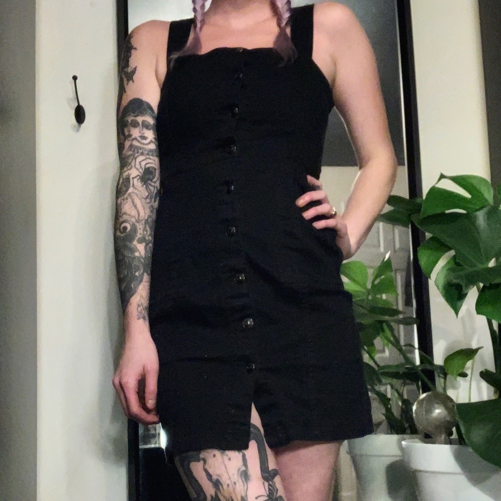 Black overall dress